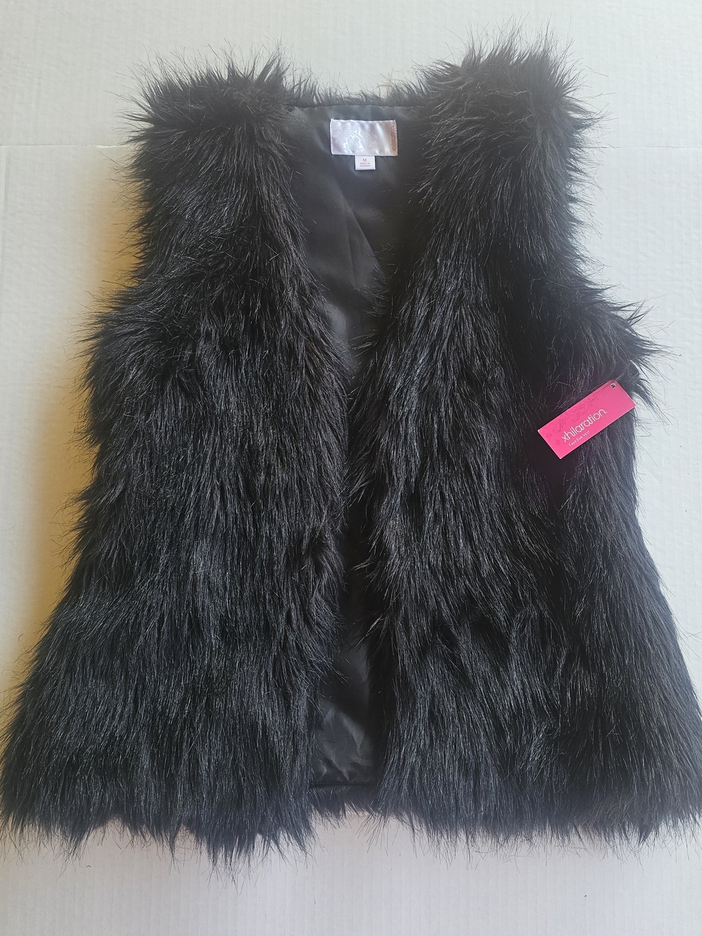 Xhilaration Black Faux Fur Sleeveless Vest Size M NWT